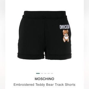 Moschino - Teddy motif embroidered track shorts - women - Cotton - black. size 2